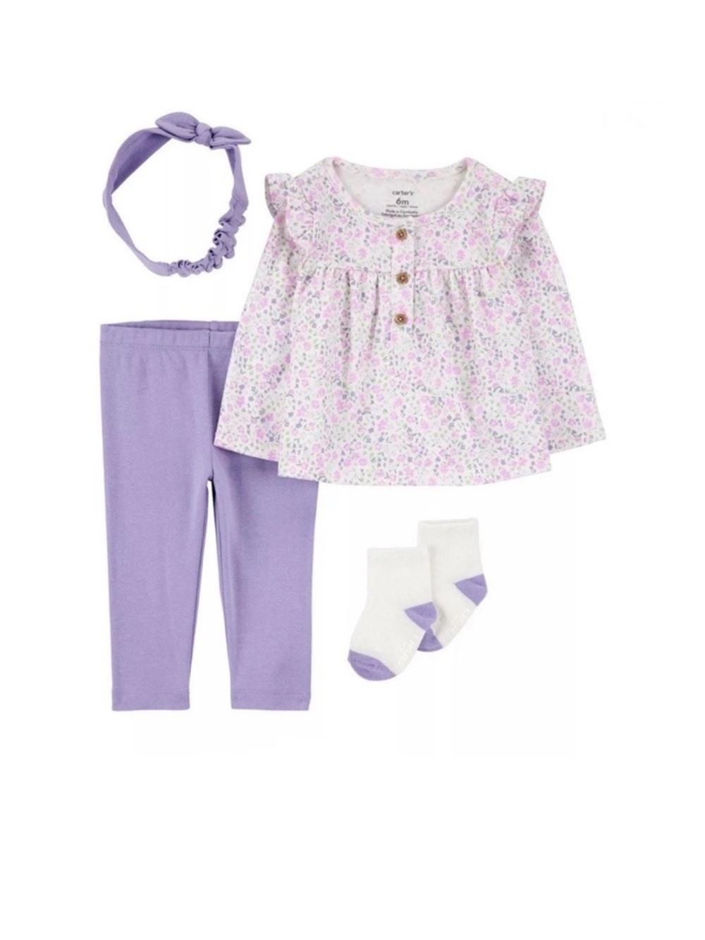 Carters Baby Purple Floral Outfit 4pc Set Newborn NWT X